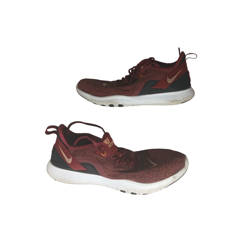 Nike Flex TR 9 9.5 Burgundy Gold Training Shoes AQ7491-601 Gym Sneakers
